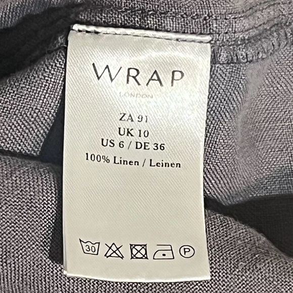 Wrap London Button Front Up Shirt Top Pockets Gray 100% Linen Size 6 US UK 10 - Picture 4 of 4